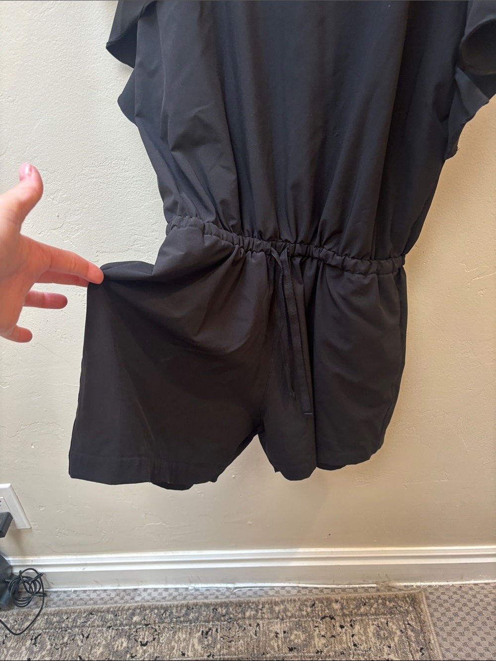 Albion Black Ruffle Sleeve Waist-Defined Romper - Picture 5 of 8
